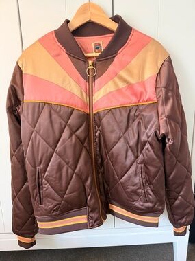 ✨VIRAL✨ Rising Sun Bomber Jacket Classic Rock Couture Brown Sugar L Retro 70s